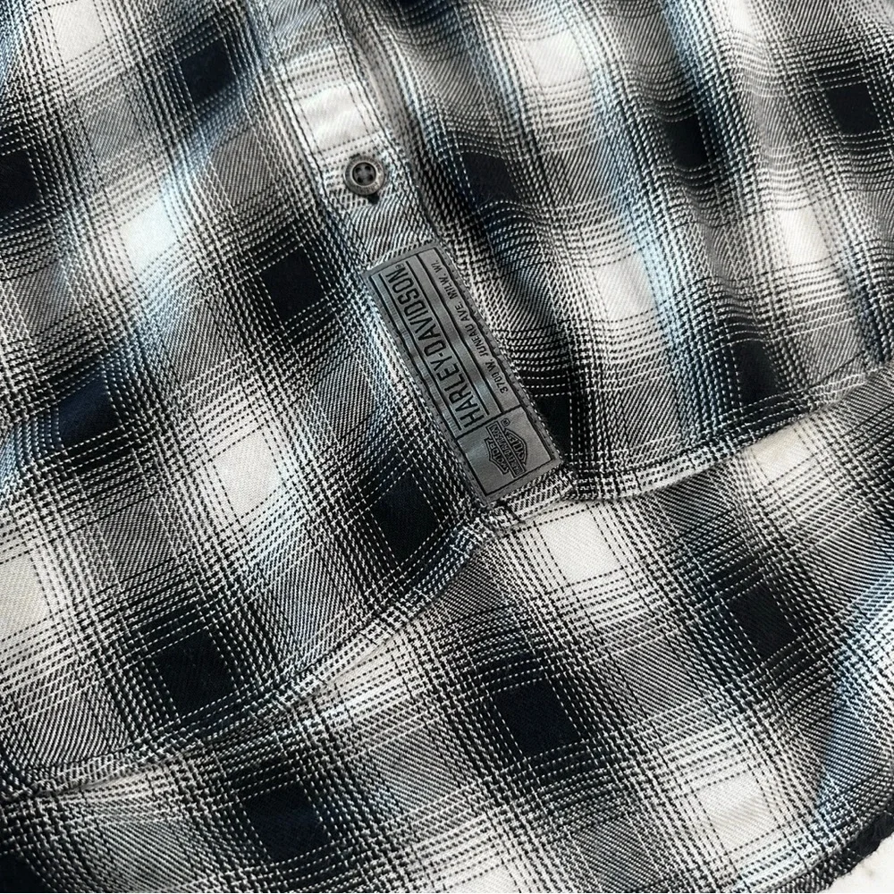 Harley Davidson Black & White Plaid Top - Picture 7 of 7